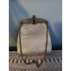 Vintage 1950s 1960s Gold Metallic Fabric Evening Bag Purse Pocketbook